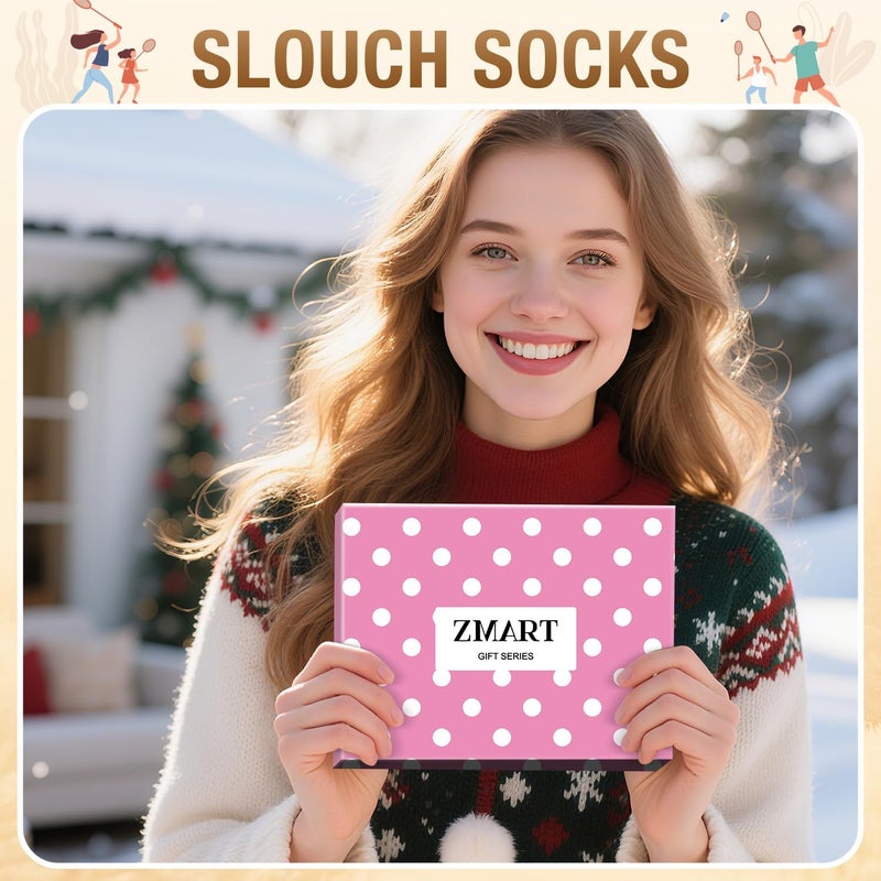 Zmart Women Slouch Socks - Cozy Scrunch Socks, 80s Style in White, Black, Orange & Cream - Image 5
